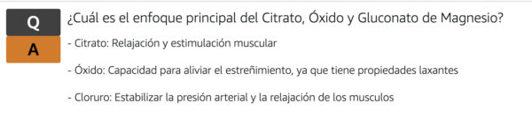 Magnesio en Citrato, Óxido y Gluconato